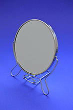 Дзеркало на підставці, двостороннє, збільшує, металева оправа, діаметр - 11.5 см (№ 5)