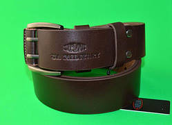 Ремінь із натуральної шкіри 40 мм 115 см чоловічий колір коричневий гладкий ТМ "Диплом"