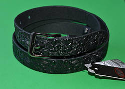 Ремінь із натуральної шкіри, жіночий, чорний, тиснення, ширина 25 мм, ТМ "Диплом", (1 шт.)