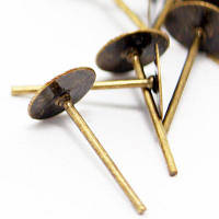 Основи-пусети металеві для сережок, розмір 10х6 мм, колір бронза, (50 шт) УТ10007591