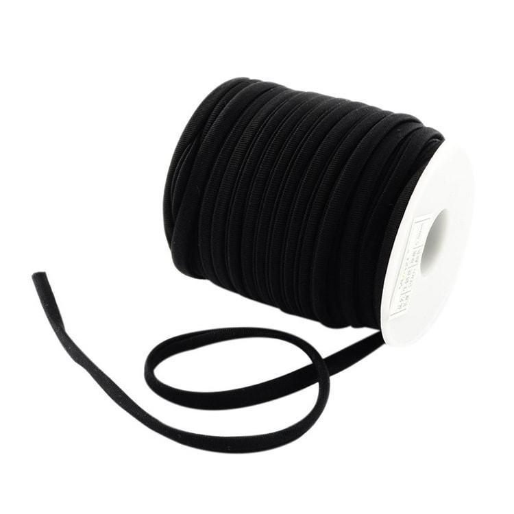 Шнур, нейлоновий, еластичний, чорний, розмір 5х3 мм, довжина 5 м УТ1009739, фото 1