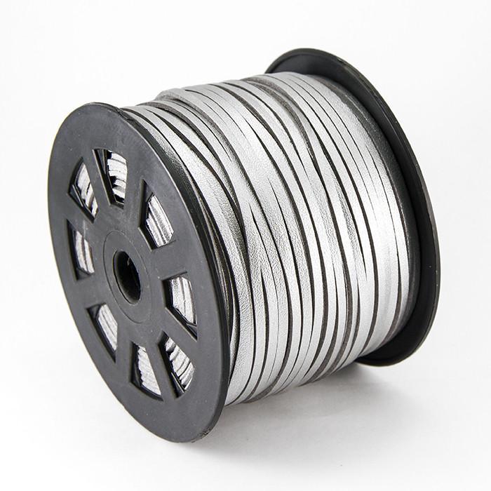 Шнур, штучний замш, колір сріблястий, розмір 3х1,5 мм, довжина 5 м (1 шт.) УТ10015763, фото 1