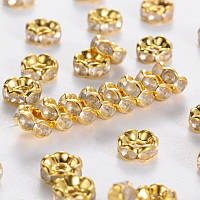 Роздільники для намистин 10х4 мм 25 шт. метал золото білі стрази