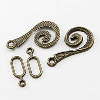 Застібка гачок 10 шт 25,5х13,5х1,5 мм метал колір бронза