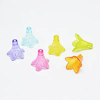 Квітка, акрил, прозорий, мікс, розмір 20х21х22 мм (70 шт.) УТ10014435