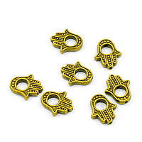 Бусини, "Рука Фатіми", плоскі, металеві, колір античне золото, розмір 15х13х3 мм, УТ001578 (10 шт.)