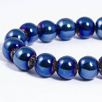 Бусини скляні з гальванічним покриттям, сині, діаметр 8 мм, (110 шт.)