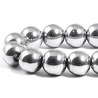 Бусини скляні з гальванічним покриттям, сріблясті, діаметр 8 мм, (110 шт.)