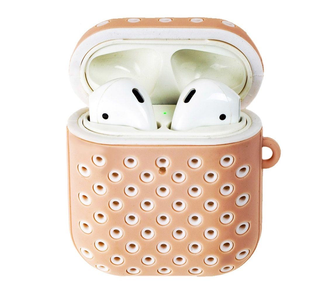 Силіконовий чохол Alitek для навушників Apple AirPods 1 / 2 Sport Design + карабін Pink Sand / White