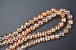 Бусини скляні 140 шт. золотисті прозорі 6 мм із гальванічним покриттям