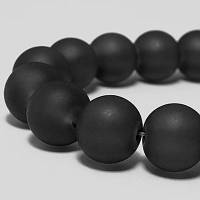 Бусини скляні матові 6 мм 140 шт. прогумовані колір чорний