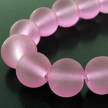 Намистини скляні матові, 8 мм,колір рожевий (100 шт)