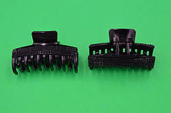 Краб для волосся, чорний із чорними стразами, розмір 8х4 см (1 шт.)