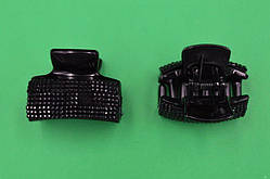 Краб для волосся, чорний із чорними стразами, розмір 4х3 см (1 шт.)