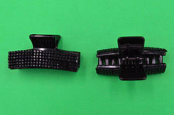 Краб для волосся 4,7х2,2 см чорний пластик із чорними стразами