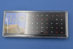 Сережки в ніс 10 шт. гвоздик, медична сталь, стрази кольорові 1,5 мм