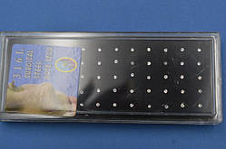 Пірсинг у ніс 10 шт гвоздик, медична сталь, стрази білі 1,5 мм