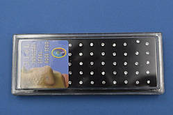 Сережки в ніс 10 шт. гвоздик, медична сталь, стрази білі 2 мм