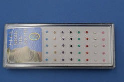 Сережки для Пірсинга в ніс 10 шт гвоздик, медична сталь, кольорові, кулька 1,5 мм