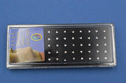 Сережки для Пірсинга в ніс 10 шт гвоздик, медична сталь, колір сталевий, стрази білі, серце 2,5 мм