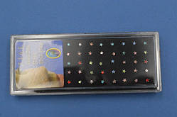 Пірсинг у ніс 10 шт. гвоздик, медична сталь, колір сталевий, стрази кольорові, зірка 2,5 мм