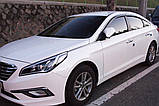 Вітровики з хром смугою, дефлектори вікон Hyundai Sonata LF 2014-2019 6 шт. (Autoclover/D940/Корея), фото 3