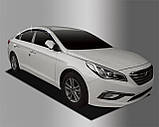 Вітровики з хром смугою, дефлектори вікон Hyundai Sonata LF 2014-2019 6 шт. (Autoclover/D940/Корея), фото 8