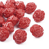Бусини квітка 16х16 мм 10 шт. акрил. колір червоний