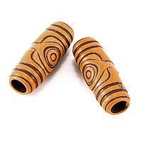 Бусини акрил трубка 27х11 мм 30 шт. коричневий із малюнком