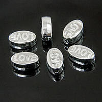 Бусини роздільники 10 шт 10х6х4 мм овал метал — срібло