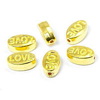 Бусини-роздільники, овал, металеві, колір золото, 10х6х4 мм, 10 шт УТ10010033