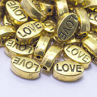 Бусини-роздільники, овал, металеві, колір античне золото, 10х6х4 мм, 10 шт УТ0026705