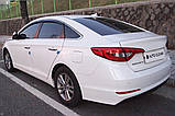 Вітровики з хром смугою, дефлектори вікон Hyundai Sonata LF 2014-2019 6 шт. (Autoclover/D940/Корея), фото 6