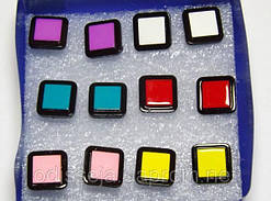 Сережки-пусети Квадратики 6 пар Акрил