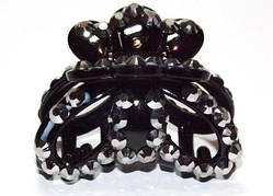 Краб чорний пластик, сірі стрази (1 шт.) 3_8_3