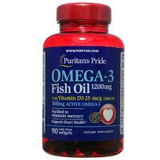 Поліненасичені жирні кислоти Omega-3 Fish Oil 1200 mg + Vitamin D3 1000 IU (90 кап) Puritan's Pride