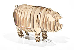3Д-пазл конструктор із фанери Свиня, дерев'яні іграшки