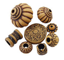 Бусини античний стиль від 5,5 до 19 мм 30 шт. акрил форма мікс коричневий