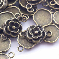 Конектори квітка 2 отвори, металеві, колір-бронза, 12х3,5 мм, 15 шт УТ 00028305