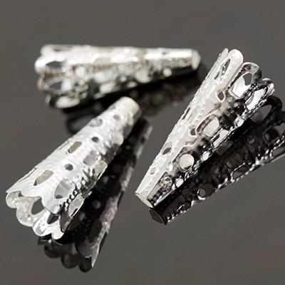 Конус шапочки для намистин, метал, колір: срібло, розмір: 9х22мм, отвір 3 мм, БА0000743 (50 шт), фото 1