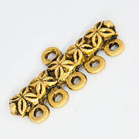 Конектори 6 отворів, металеві, колір античне золото, розмір 25х12 мм, УТ 0004990 (20 шт.)