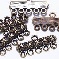 Конектори 6 отворів, металеві, колір мідь, розмір 25х12 мм, УТ 0003701 (25 шт.)