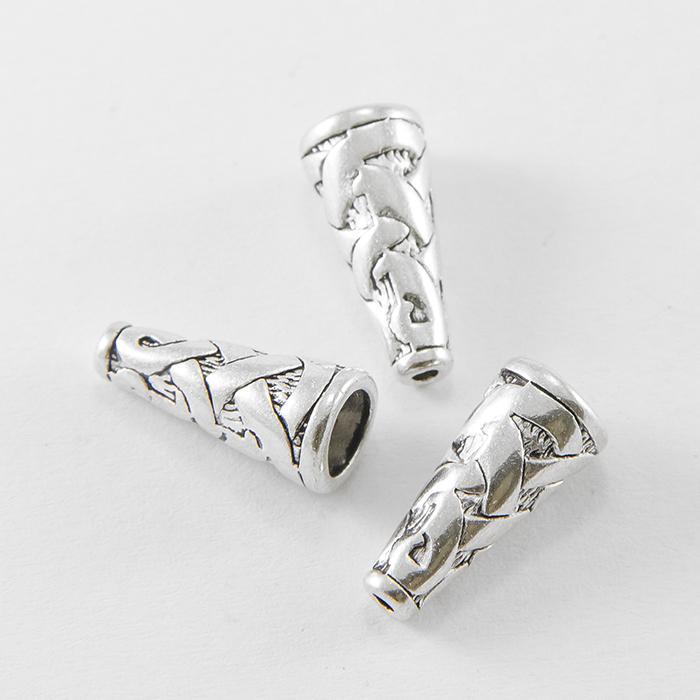 Конус шапочки для намистин 10 шт. метал: античне срібло 8х18 мм УТ005632, фото 1