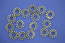 Бусини шарм металеві, сніжинка, 12х2 мм, 45 шт.