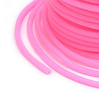 Шнур резиновый, полый, ярко-розовый, ширина 3 мм, ширина отверстия 1,5 мм, длина 5 м УТ10016757