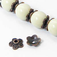 Шапочка металева для намистин, колір: мідь, розмір 10х4 мм (30 шт) УТ007596