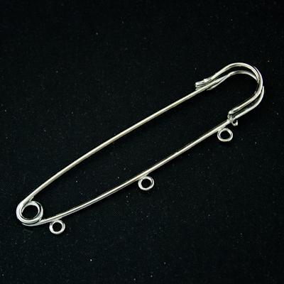 Основа для броші, шпилька, металева, колір: платина, розмір: 87х20 мм, Отвори 3 мм (2 шт.), фото 1