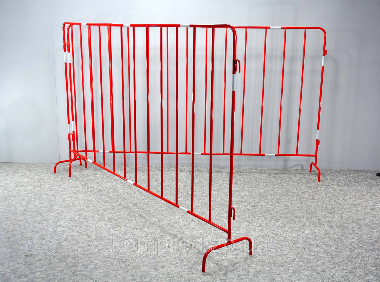 Бар'єрне огородження для обмеження пішохідних зон 2м*1,1м тр 20*16 червоне з світловідбивною плівкою, фото 1