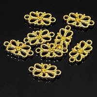Конектори квітка 2 отвори, металеві, колір — золото, 16х8 мм, 20 шт. УТ 1007926