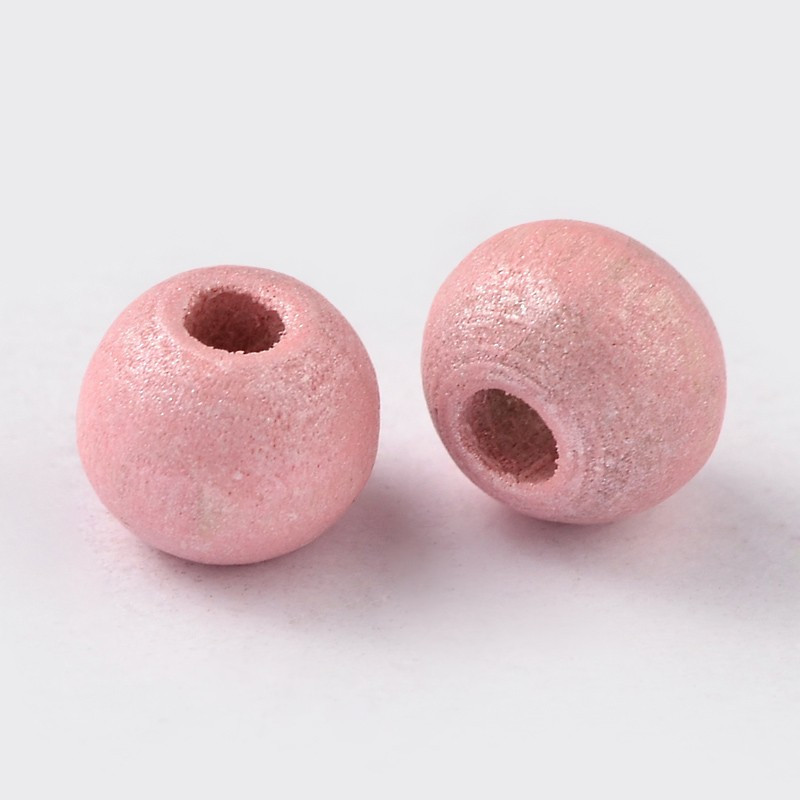 Бусини дерев'яні, круглі, колір рожевий, діаметр 5-6 мм (25 г) УТ10013638